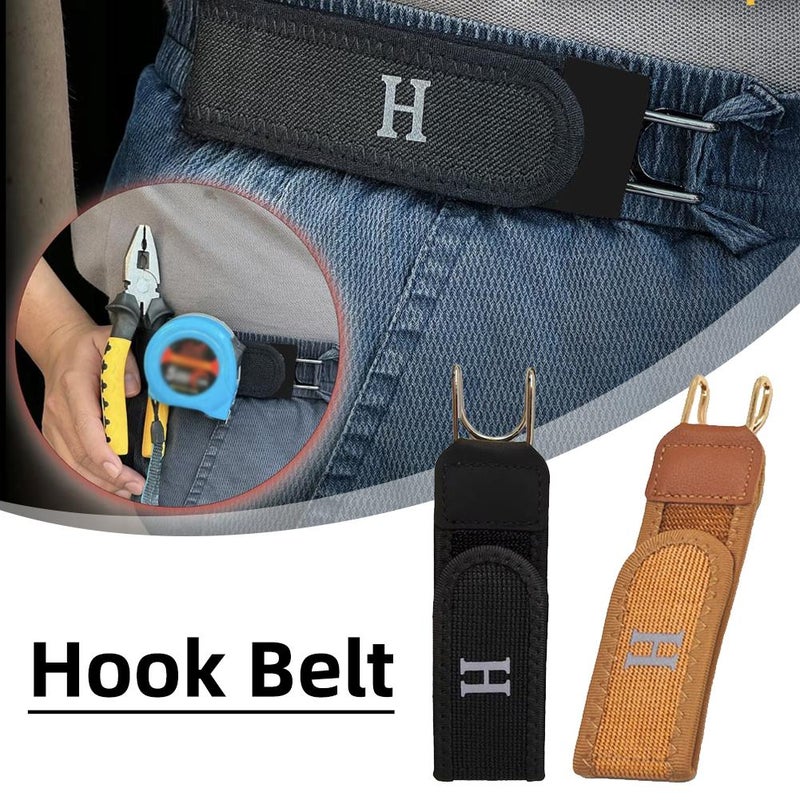 Tactical Metal Hook Elastic Belts - Buckleless Belt Men, adjustable Side Tactical Belts,buckle-less Belt Hooks (Black) (2pcs) - Image 3